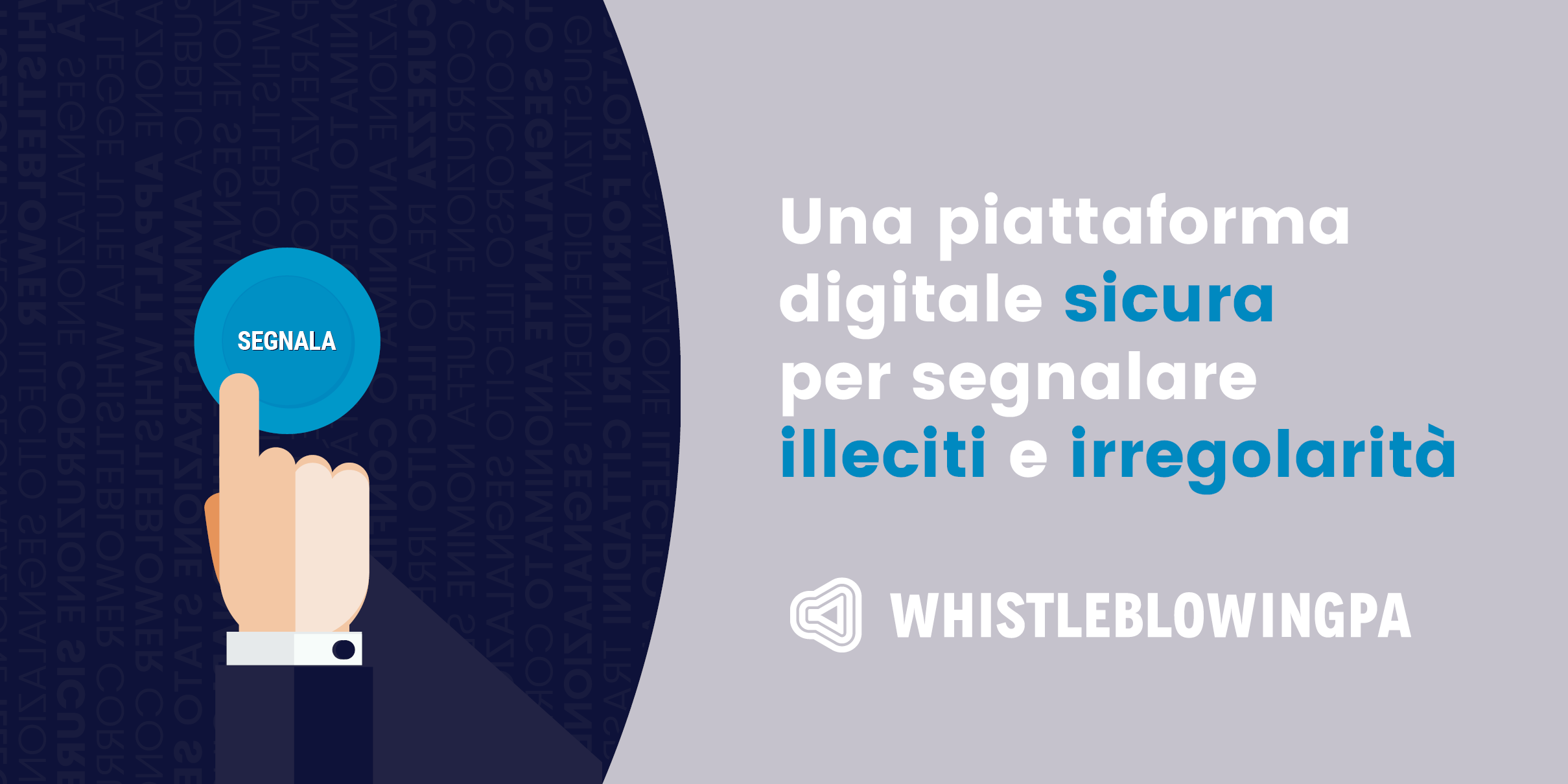 Immagine con bottone per la segnalazione tramite la piattaforma WhistleblowingPA